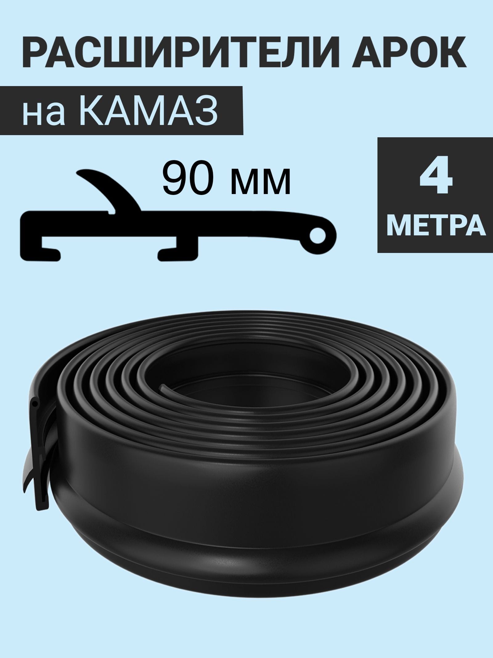 Расширители колёсных арок на КАМАЗ (вылет - 90 мм, длина - 4 метра)