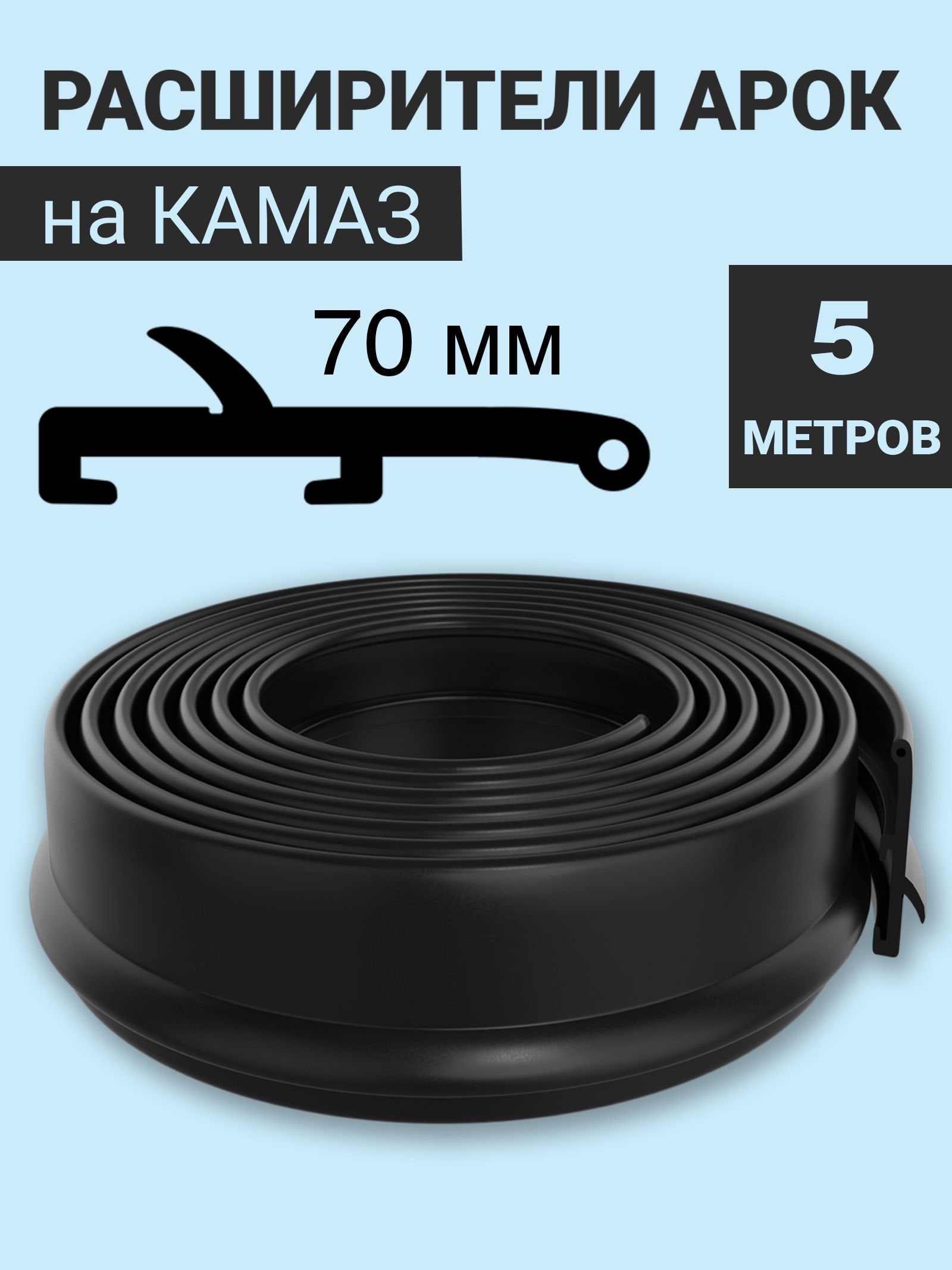 Расширители колёсных арок на КАМАЗ (вылет - 70 мм, длина - 5 метров) — фото 1