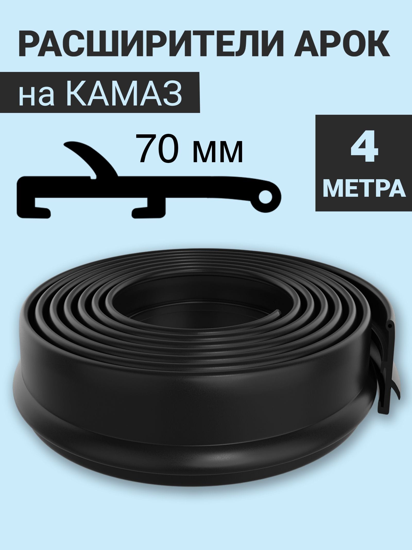 Расширители колёсных арок на КАМАЗ (вылет - 70 мм, длина - 4 метра)